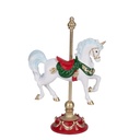 NAVIDAD POLIRRESINA CARRUSEL UNICORNIO CON DECORADO SILLA DE MONTAR, BLANCO, 15.5X7.5X22CM