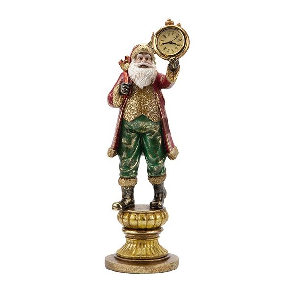 DECORATIVO PAPÁ NOEL CON RELOJ Y ROJO CAPA, 37.5CM