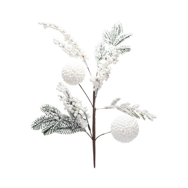 PICK DECORATIVO CON BLANCO NEVADO BOLAS Y BAYAS, 54CM