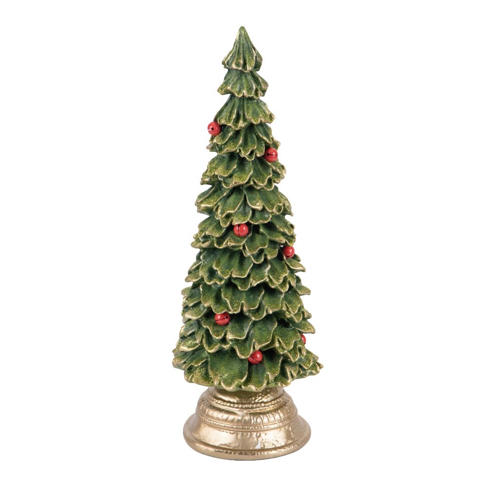 ÁRBOL DE NAVIDAD CON ROJO CAMPANAS, POLIRRESINA, 12.50X12.50X35CM