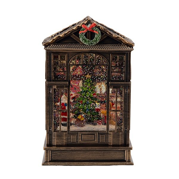CASA, CON ÁRBOL DE NAVIDAD, CON AGUA INTERIOR, A PILAS, 16X9.3X25.6CM