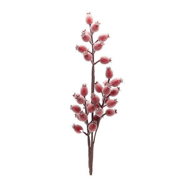 RAMA CON PEQUEÑO CRISTALIZADO BAYAS, ROJO, 52CM