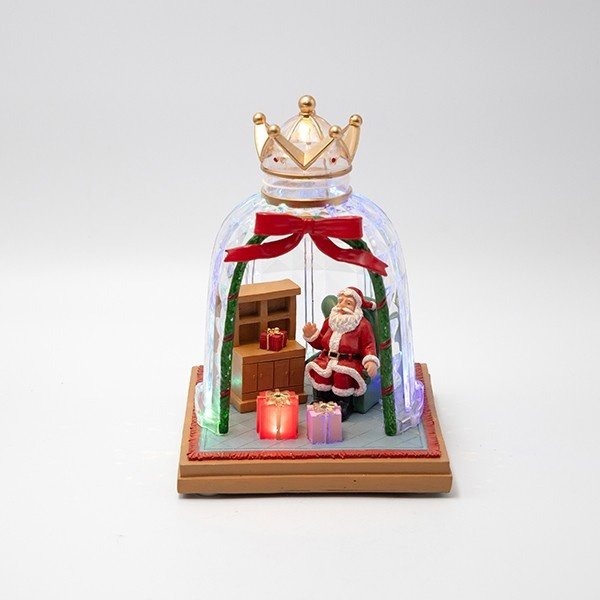 NAVIDAD ESCENA, CORONA, CON PAPÁ NOEL, ILUMINADO, A PILAS, 15.3X21CM