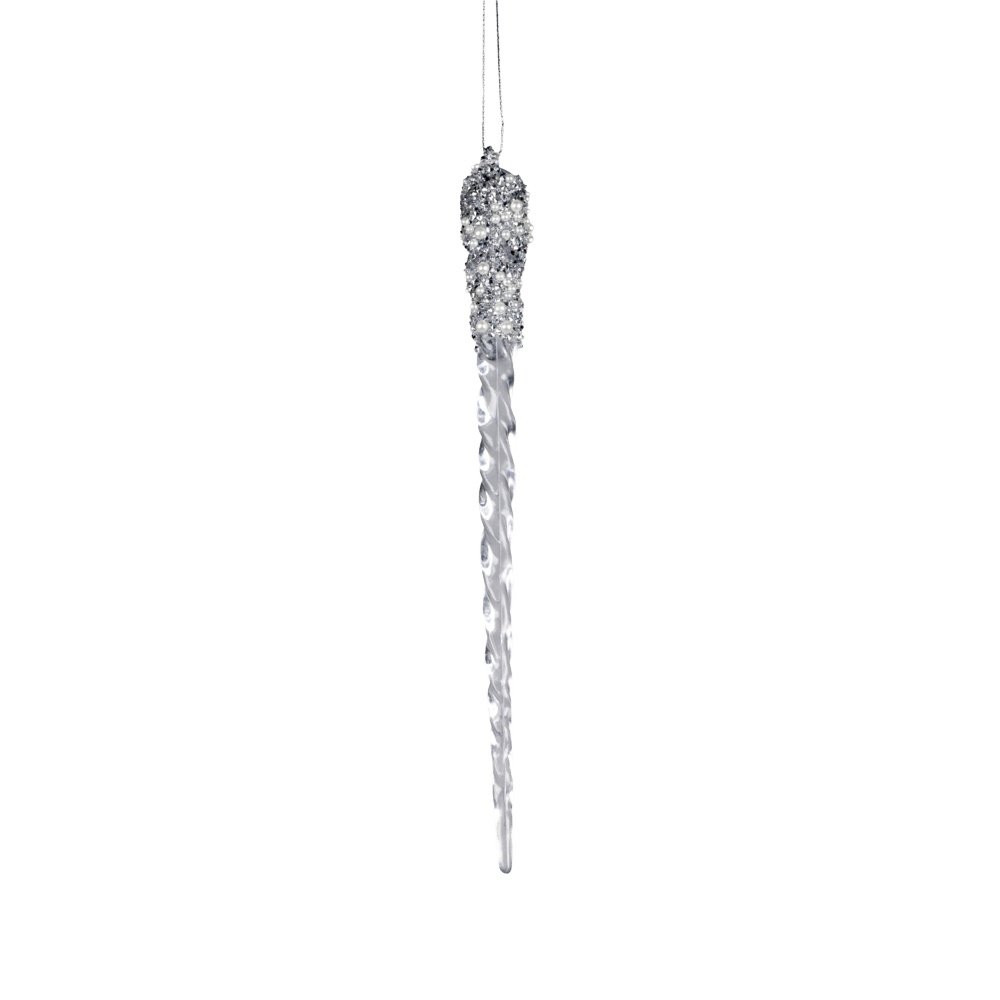 ADORNO COLGANTE, TRANSPARENTE PURPURINA ESTALACTITA, 22.8CM
