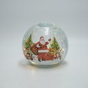ILUMINADO DE SOBREMESA CRAQUELADO CRISTAL BOLA CON PAPÁ NOEL, A PILAS, TEMPORIZADOR, 14CM