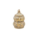 FAROL LED METÁLICO - CRISTAL BLANCO - DORADO 9X9X14CM
