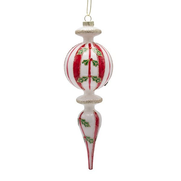 CARAMELO CRISTAL ADORNO CON ACEBO RAMAS, JUEGO 2UDS, 24CM