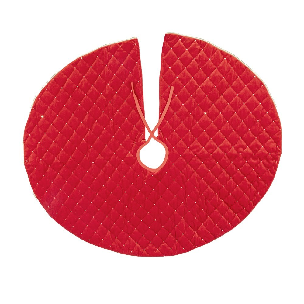 ROJO TERCIOPELO ACOLCHADO FALDA PARA ÁRBOL, 90CM