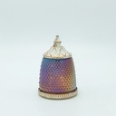 FAROL METAL - CRISTAL CON PILAS MORADO - BLANCO 7.5X7.5X11.5CM