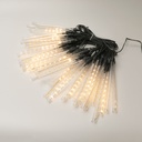 CASCADA, 400 LED, 7V ADAPTADOR, LUZ FIJA, CABLE PVC VERDE, 50 TUBOS H19CM CON LED BLANCO CÁLIDO CADA 20CM, CABLE DE ALIMENTACIÓN 5M, IP44