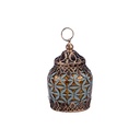 FAROL LED METÁLICO - CRISTAL DORADO - NEGRO - CLARO AZUL 8X8X13CM