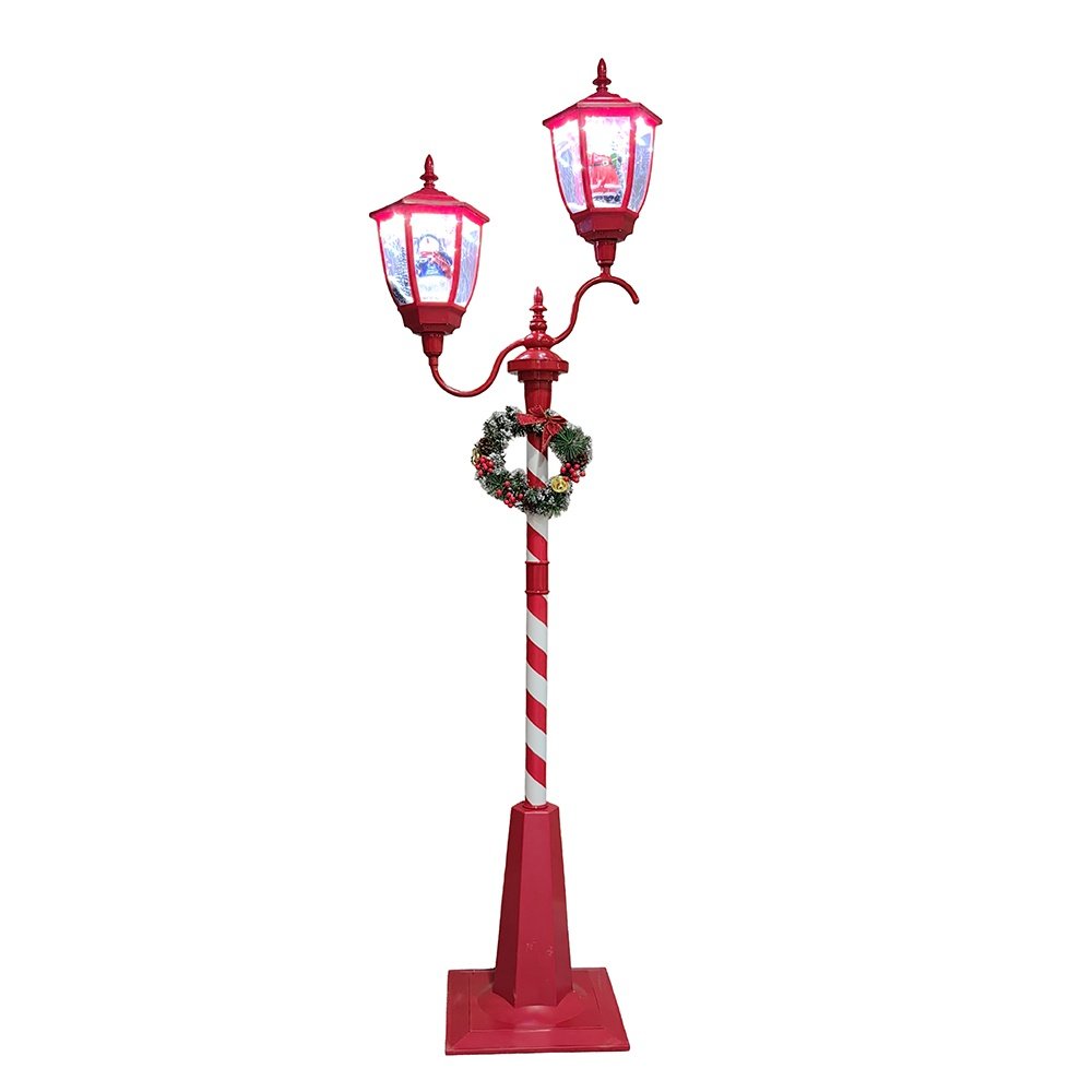 DOBLE BOLA DE NIEVE FAROL CON CORONA Y CARAMELO, LUCES, MÚSICA, Y MOVIMIENTO, CON TRANSFORMADOR, 66X40.5X226CM