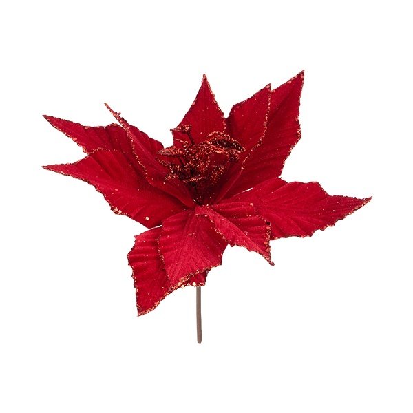TERCIOPELO FLOR DE PASCUA, FUEGO ROJO, CON PURPURINA, 30X20CM