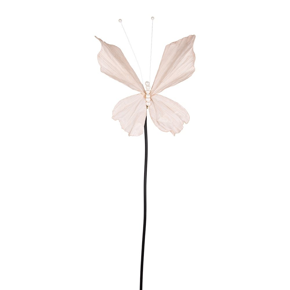 MARIPOSA CON PERLAS BLANCAS Y BEIGE ALAS, 70X175CM