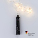 GUIRNALDA LINEAL, 40 MINI LED CON ALIMENTACIÓN HUCHA CARGADOR, 3V-4.5V, PILA 800 MAH, 8 M/H, MANDO A DISTANCIA (TEMPORIZADOR & REGULADOR), HILO DE COBRE PLATEADO, LED BLANCO CÁLIDO CADA 10CM, CABLE DE ALIMENTACIÓN 30CM, IP44