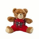 SENTADO OSO CON DE CUADROS CAMISA Y LAZO CORBATA, 20CM