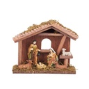 NACIMIENTO ESCENA PEQUEÑO CON 6 FIGURAS EN TIERRA TONOS, 20X8X16.5CM
