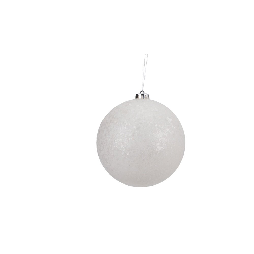 PLÁSTICO BOLA, BLANCO, CON BLANCO PURPURINA COPOS, JUEGO 2UDS, 20CM