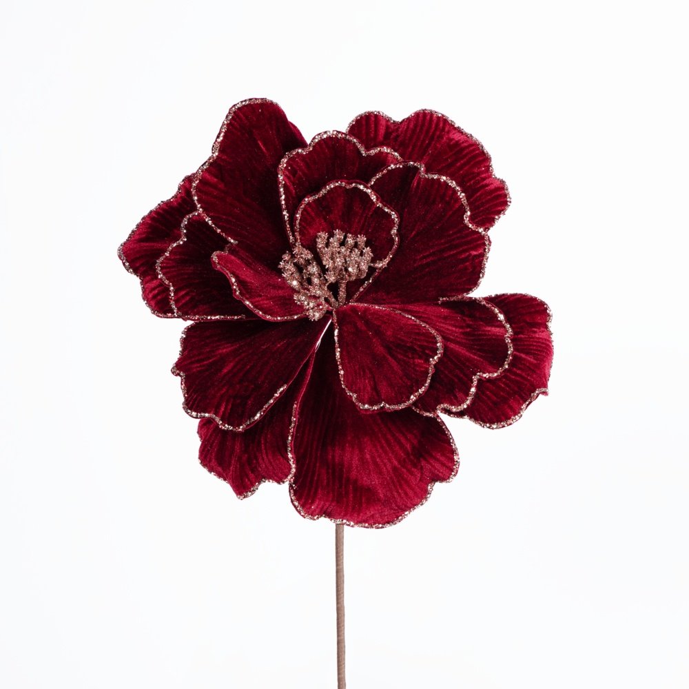 ANÉMONA FLOR, BURDEOS CON DORADO CONTORNO, 33X45CM