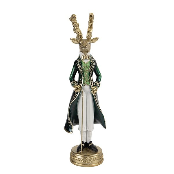 ARISTOCRÁTICO POLIRRESINA RENO, CON ESMERALDA REAL ATUENDO, 41CM