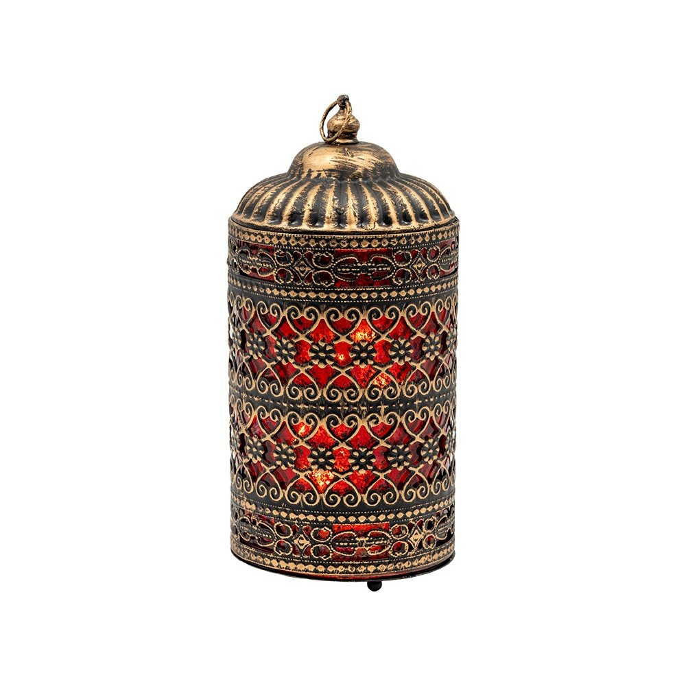 FAROL LED METÁLICO - CRISTAL DORADO - NEGRO - ROJO 10X10X20CM