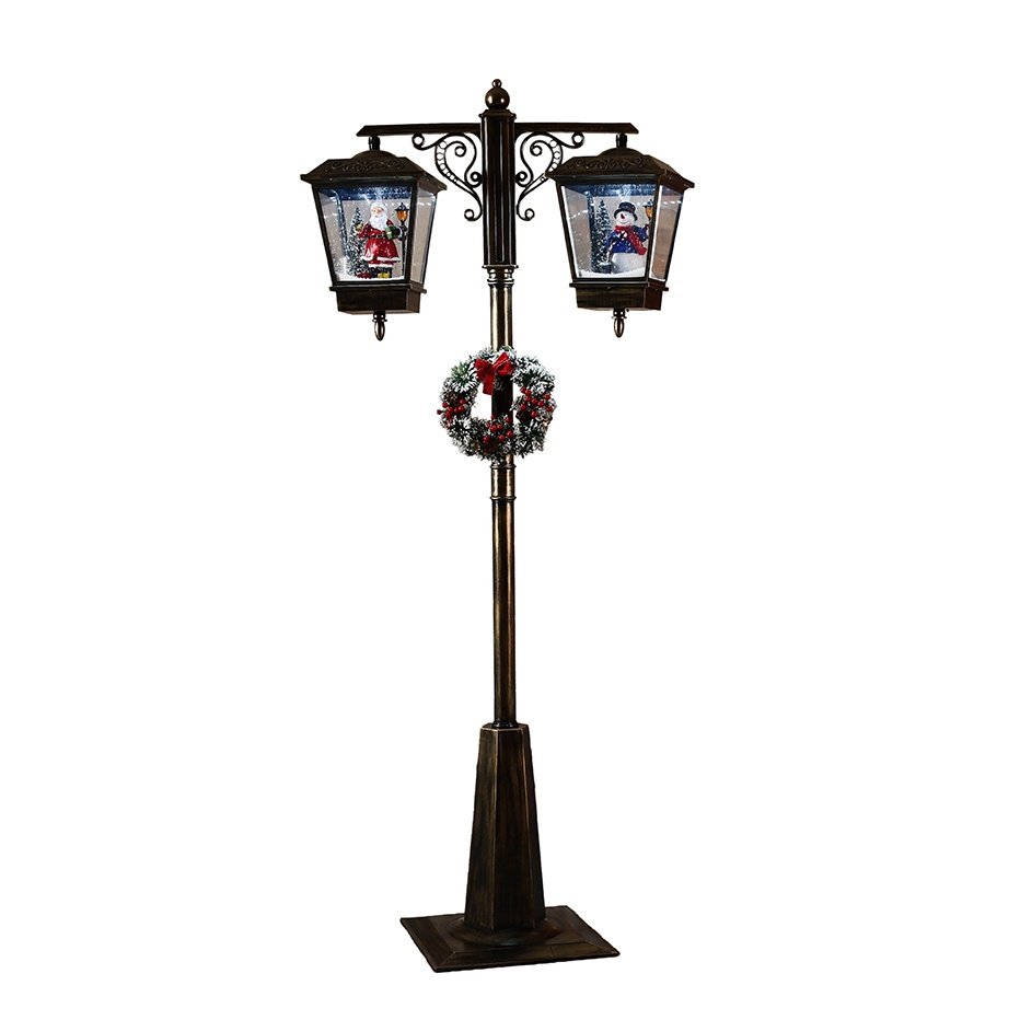 DOBLE BOLA DE NIEVE FAROL CON CORONA, NEGRO, LUCES, MÚSICA, Y MOVIMIENTO, CON TRANSFORMADOR, 81X40X188CM