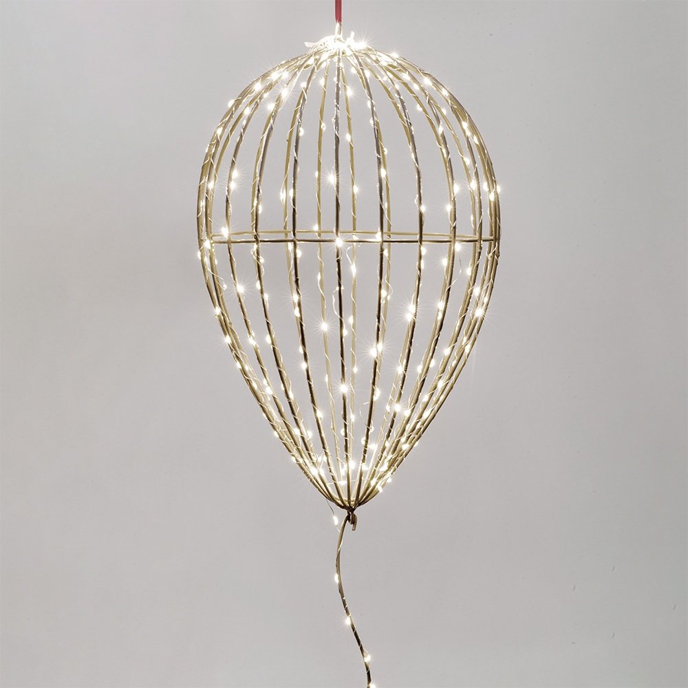 ILUMINADO GLOBO 24X24X77CM, 283 MINI LED, ADAPTADOR, TEMPORIZADOR, CHAMPÁN ESTRUCTURA METÁLICA, HILO DE COBRE PLATEADO, LED BLANCO CÁLIDO & LED BLANCO CÁLIDO INTERMITENTE, CABLE DE ALIMENTACIÓN 5M, IP44