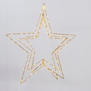 TRIPLE ILUMINADO ESTRELLA 60CM, 150 MINI LED, ADAPTADOR, TEMPORIZADOR, CHAMPÁN ESTRUCTURA METÁLICA, HILO DE COBRE PLATEADO, LED BLANCO CÁLIDO & LED BLANCO CÁLIDO INTERMITENTE, CABLE DE ALIMENTACIÓN 3M, IP44