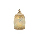 FAROL LED METÁLICO - CRISTAL BLANCO - DORADO 8X8X13.5CM