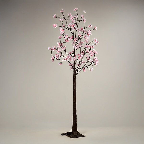 ALMENDRA ÁRBOL CON ROSA FLORES 1,8M, ADAPTADOR, 96 LED BLANCO CÁLIDO 3MM, CABLE DE ALIMENTACIÓN 3M, IP44