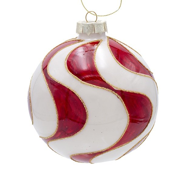 CRISTAL CARAMELO-ESTILO BOLA ADORNO CON ROJO ESPIRALES, JUEGO 4UDS, 10CM