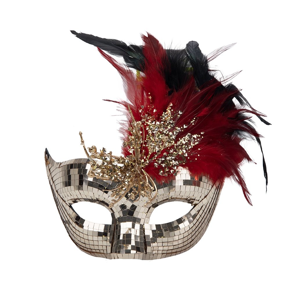 BARROCO MÁSCARA, CHAMPÁN, CON PLUMAS, 18X16X26CM