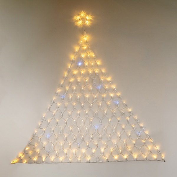 RED, ÁRBOL CON ESTRELLA, 158 LED 5MM, 4.5V ADAPTADOR, CABLE PVC TRANSPARENTE, 142 LED BLANCO CÁLIDO & 16 BLANCO INTERMITENTE LED (H150 X W140CM), CABLE DE ALIMENTACIÓN 3M, IP44