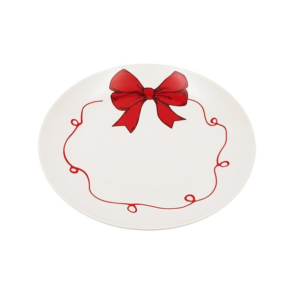 PLATO CON LAZO ROJO, JUEGO 2UDS, 20CM