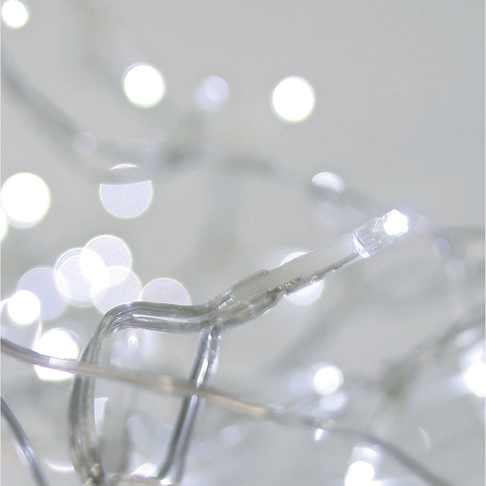 CORTINA DE HIELO, 100 LED 3MM, 31V ADAPTADOR, 4 CONECTORES HASTA 3 JUEGO, CABLE PVC TRANSPARENTE, LED BLANCO (H60 X W180CM, 3/7/4/6), CABLE DE ALIMENTACIÓN 3M, IP44