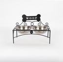 PERRO COMEDERO (CON 2 CUENCOS 18CM) METAL NEGRO - PLATEADO 35X18.5X43CM