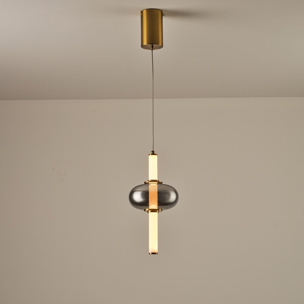 LÁMPARA DE TECHO COLGANTE VIDRIO / METAL / CERÁMICA LED 12W 960Lm 3000K 190x380x1450mm REGULABLE TRIAC ARTE ILLUMINA VERENA