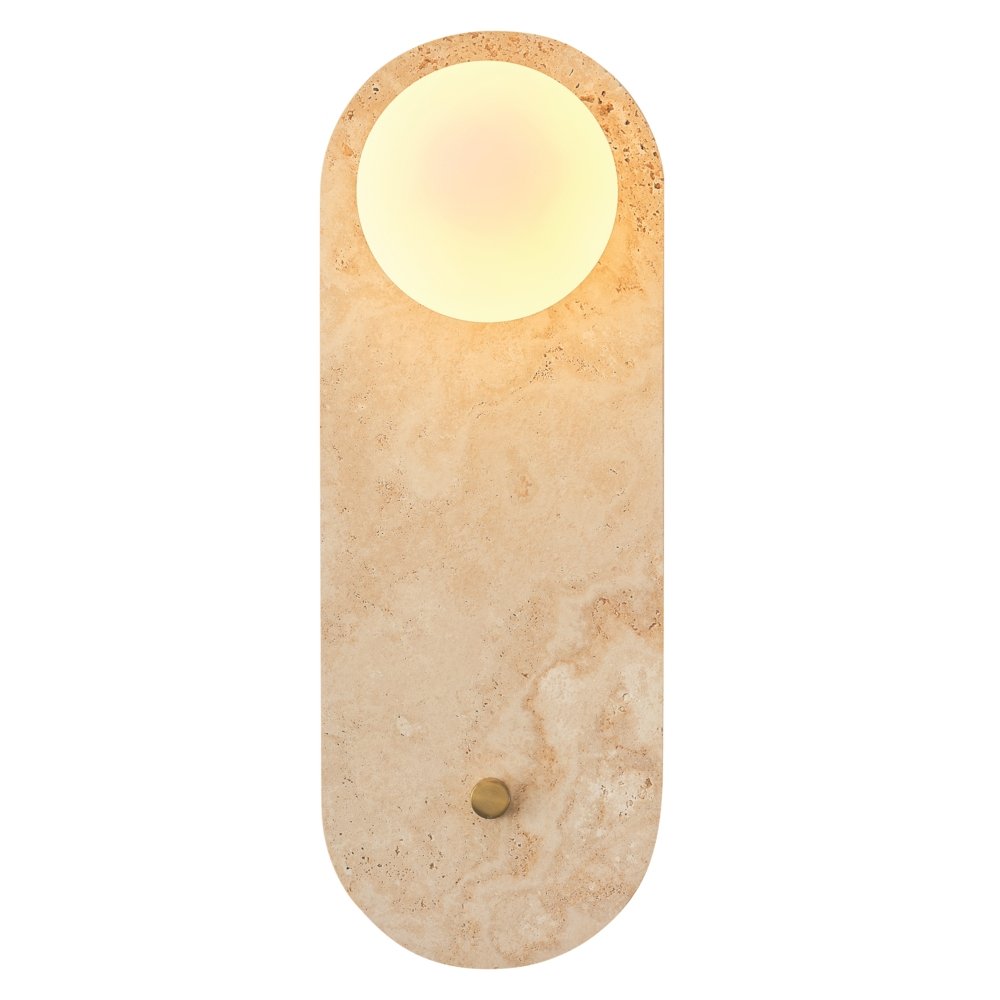 APLIQUE DE PARED TRAVERTINO / VIDRIO 1XG9 MÁX. 7W 140X120X380mm ARTE ILLUMINA LITO