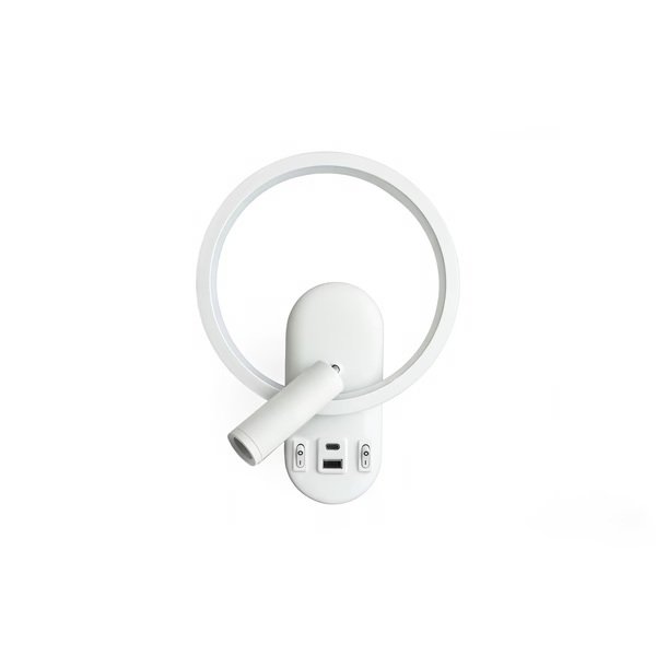 APLIQUE DE LECTURA DOBLE ALUMINIO 3+10W 150+600Lm 3000K 180x78x243mm CON USB TIPO C ARTE ILLUMINA FORMA