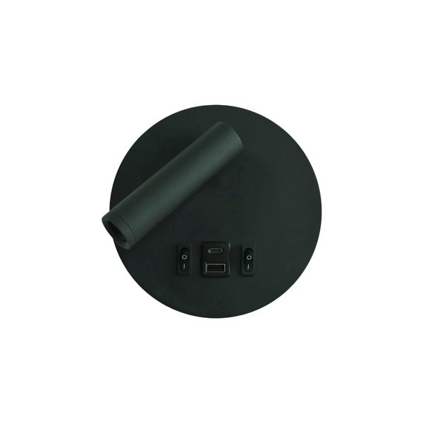 APLIQUE DE LECTURA DOBLE ALUMINIO 3+7W 150+500Lm 3000K Φ150x70mm CON USB TIPO C ARTE ILLUMINA ATLAS
