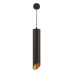LAMPARA DE TECHO COLGANTE "CROG" GU10 1M Ø65x350 NEGRO / ORO