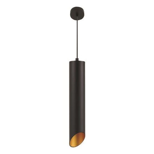 [145-25505] LAMPARA DE TECHO COLGANTE "CROG" GU10 1M Ø65x350 NEGRO / ORO
