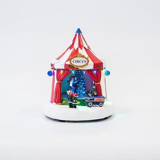 [600-45803] ESCENA DE NAVIDAD CIRCO, 10 LED, CON ADAPTADOR, CON MÚSICA Y MOVIMIENTO, 21,5x21x24,5cm