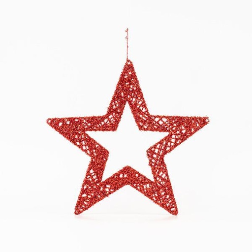 [600-45632] ESTRELLA PARA COLGAR, REJILLA, ROJA, 45cm