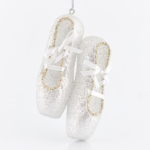 [600-40758] BAILARINAS DE ACRÍLICO PLATA CHAMPÁN CON CINTA BEIGE BRILLO ORO CHAMPÁN, 10,2x1,27cm