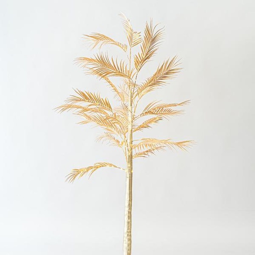 [600-30582] ÁRBOL DE HOJAS DE HELECHO CON HOJAS ORO 2,1m, ADAPTADOR, 180 MINI LED BLANCO CÁLIDO, CABLE 3m, IP44