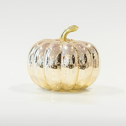 [600-45857] CALABAZA ILUMINADA DE CRISTAL, ORO, 15cm