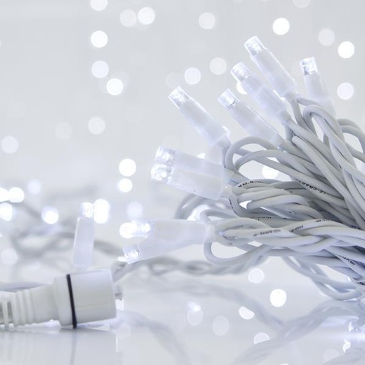 [600-11977] LÍNEA, 96 LED 5mm, 24V, CON 2 CONECTORES, CABLE DE GOMA BLANCA, LED BLANCO POR 10cm, JUEGO 5 LÍNEAS Y 1 EXTENSIÓN 300cm, ΙΡ65