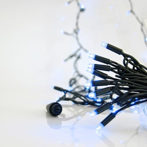 [600-11680] LÍNEA, 50 LED 5mm, CAJA DE BATERÍAS 3xAA CON TEMPORIZADOR, CABLE TRANSPARENTE, LED BLANCO CÁLIDO POR 10cm, CABLE 50cm, IP20