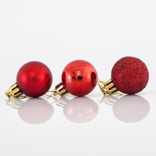 [600-42500] BOLAS DE PLÁSTICO ROJAS, SET 24 UDS, 3cm